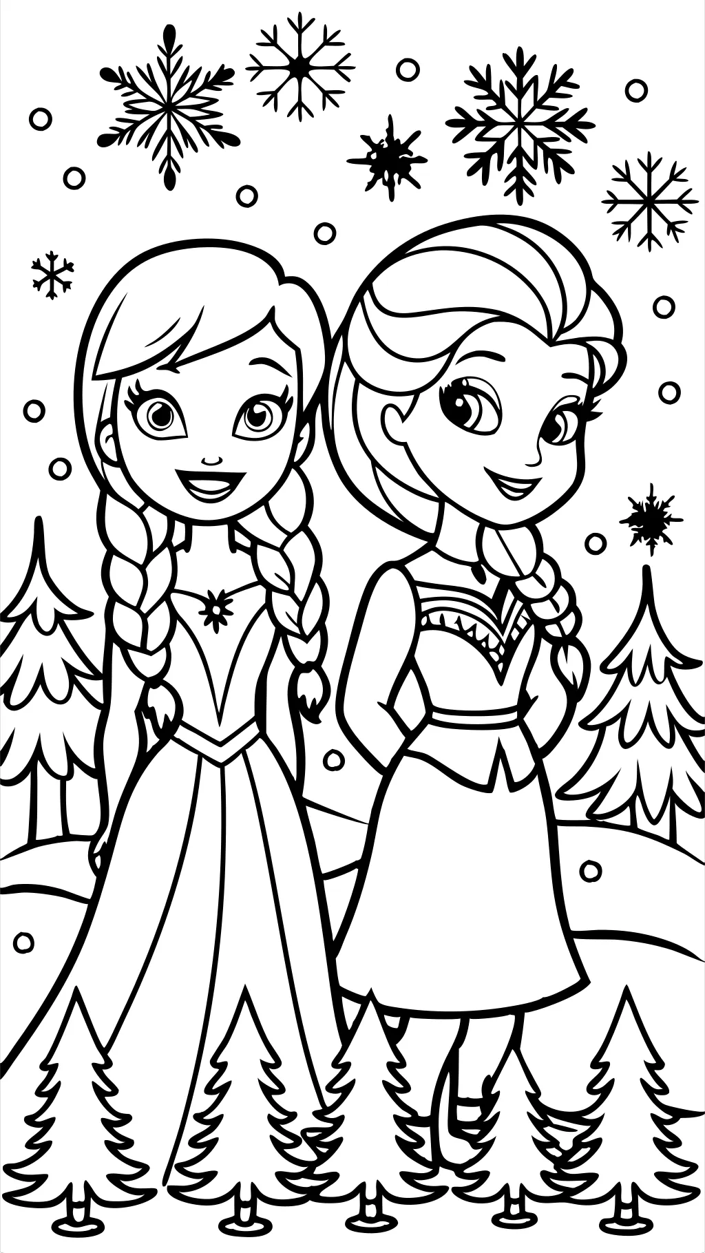 pages à colorier Anna et Elsa gratuites